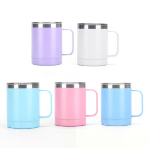 12oz Colorful Stainless Steel Insulated Lowball Tumbler Coffee Mug with Handle