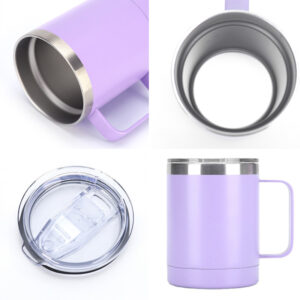 12oz Colorful Stainless Steel Insulated Lowball Tumbler Coffee Mug with Handle 12oz Colorful Stainless Steel Insulated Lowball Tumbler Coffee Mug with Handle