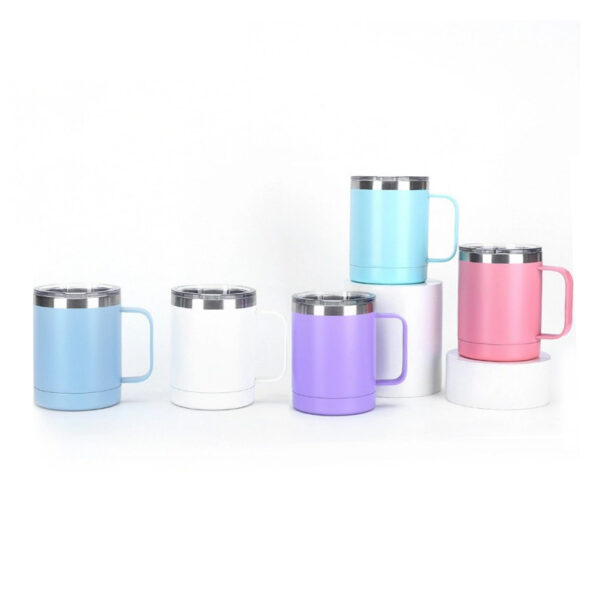 12oz Colorful Stainless Steel Insulated Lowball Tumbler Coffee Mug with Handle