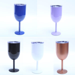 10oz Stainless Steel Goblet Red Wine Glass Cup Colorful Large-Capacity Drum-Shaped
