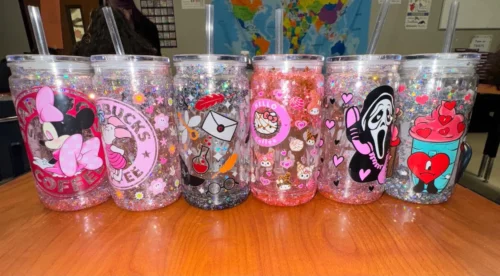 25/50pcs 16/20oz Acrylic Snow Globe Cups with Pre-Drilled Hole Double Wall Libby Cups photo review