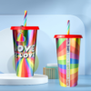 24oz Rainbow Laser Plastic Cups with with Colored Keychain display-2-crafix-24oz-reusable-rainbow-plastic-cups-with-colored-keychain-and-straws-in-bulk