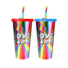 24oz Rainbow Laser Plastic Cups with with Colored Keychain crafix-24oz-reusable-rainbow-plastic-cups-with-colored-keychain-and-straws-in-bulk