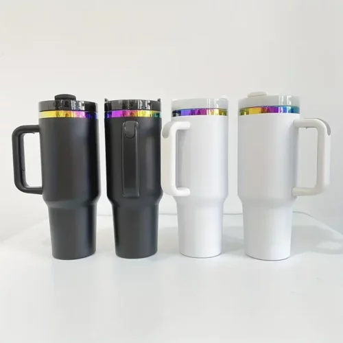 40oz Powder Coated Colorful Rainbow Plated Travel Mug with Leakproof Lids photo review