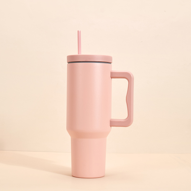 light-orange-40oz-customizable-car-cup-with-handle-and-straw