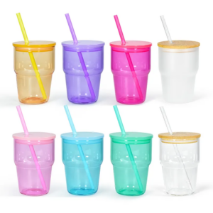 12oz Sublimation Blank Glass Mug with BPA-Free Lids for UV DTF Wraps