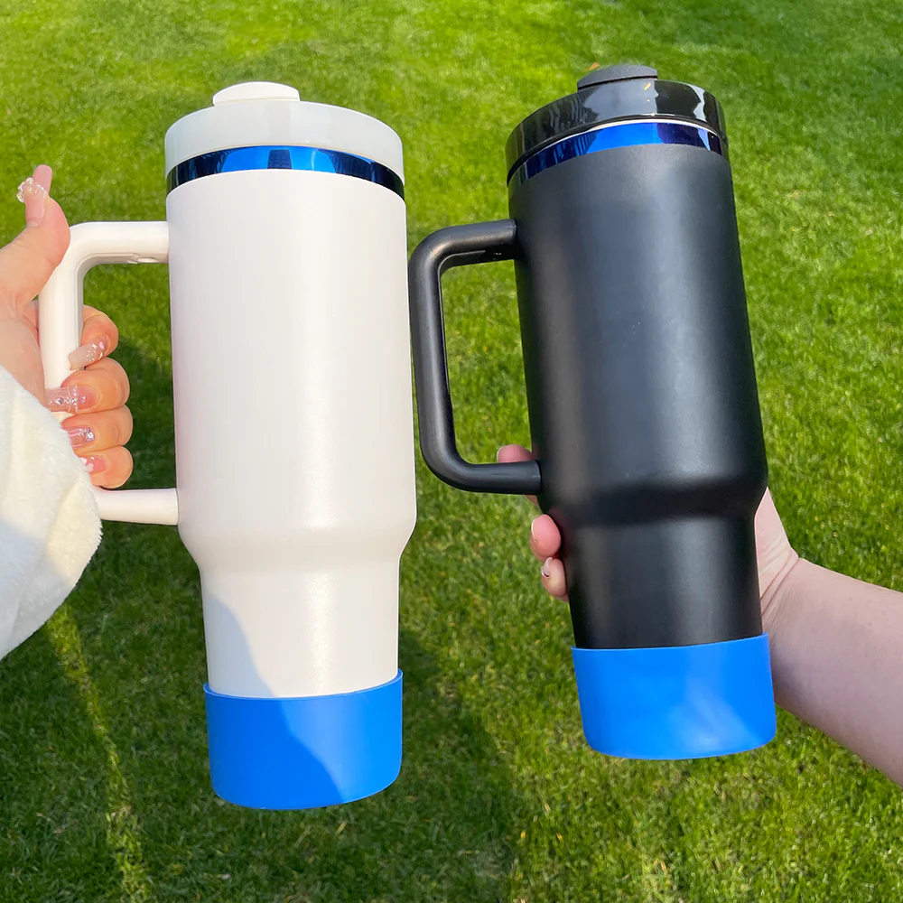display-of-h2.0-quencher-40oz-blue-powder-coated-tumblers