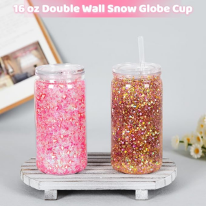 display-of-clear-16oz-acrylic-snow-globe-tumbler-with-pre-drilled-hole