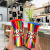 24oz Rainbow Laser Plastic Cups with with Colored Keychain display-3-crafix-24oz-reusable-rainbow-plastic-cups-with-colored-keychain-and-straws-in-bulk