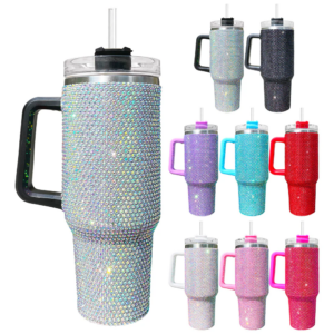 40oz Insulated Stainless Steel Rhinestones Bling Tumbler Car Cup for Valentine