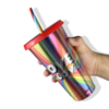 24oz Rainbow Laser Plastic Cups with with Colored Keychain display-4-crafix-24oz-reusable-rainbow-plastic-cups-with-colored-keychain-and-straws-in-bulk