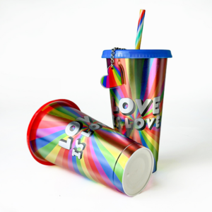 24oz Rainbow Laser Plastic Cups with with Colored Keychain display-5-crafix-24oz-reusable-rainbow-plastic-cups-with-colored-keychain-and-straws-in-bulk