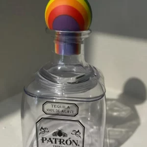 display-of-plastic-patron-bottles-with-straw-wholesale-mini-13oz-wine-cups-with-colorful-cork