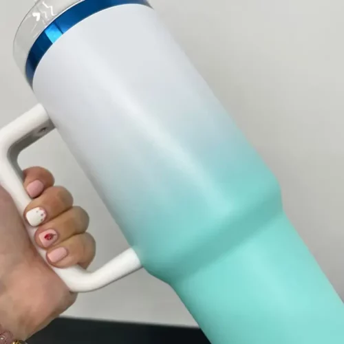 20pcs 40oz Blue Plated Powder Coated Ombre Travel Mug for Laser Engraving photo review