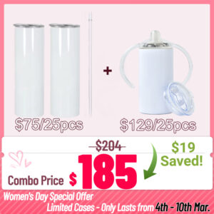 20oz Sublimation Skinny Tumblers +12oz Sippy Cup | Combo Deal