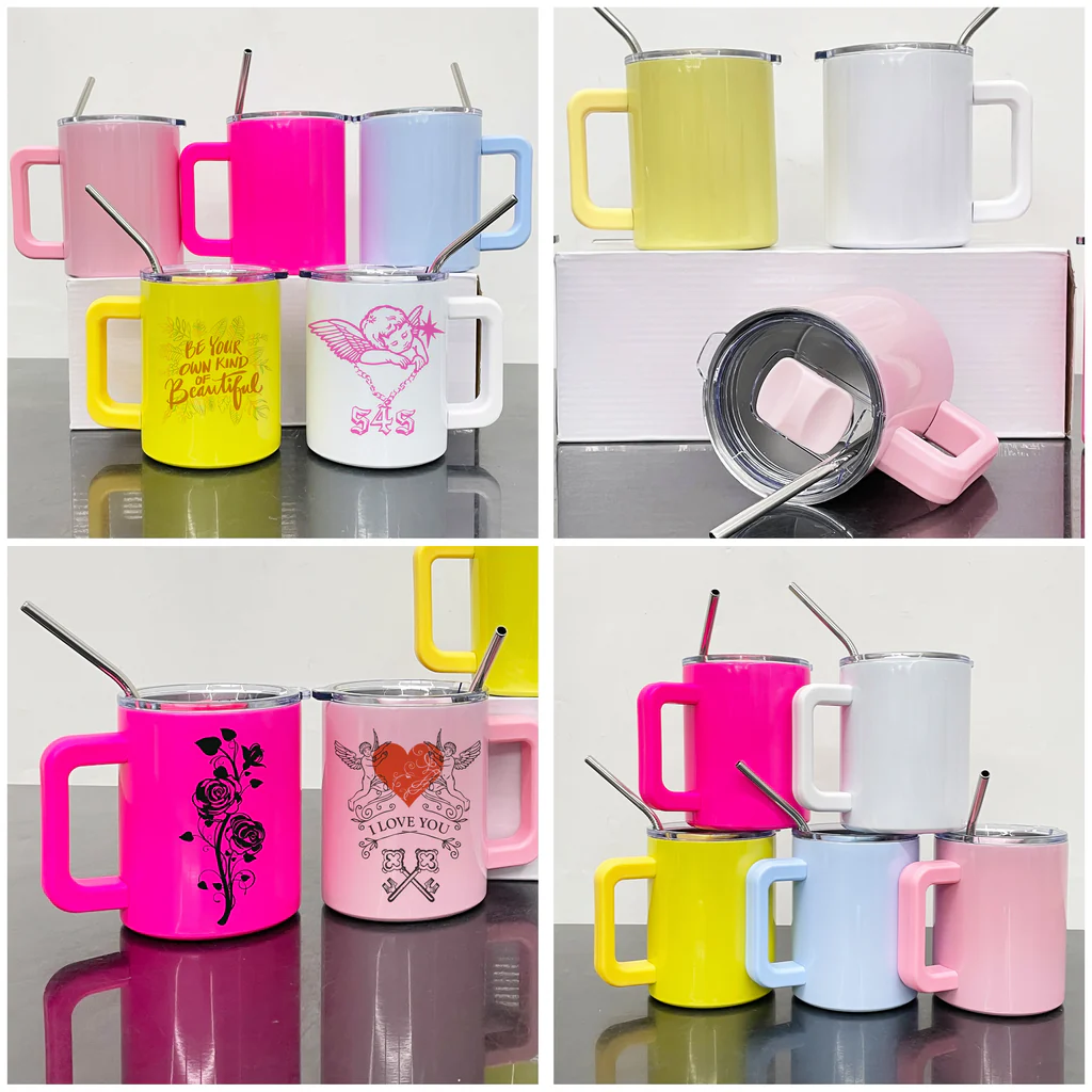 10oz-macaron-colored-sublimation-coffee-mugs-with-metal-straws-display-image
