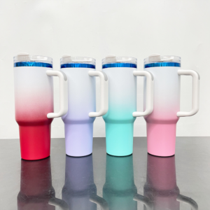 40oz Blue Plated Powder Coated Ombre Travel Mug for Laser Engraving