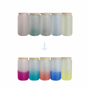 16oz Frosted Cold Color Changing Glasses Can with Bamboo Lid