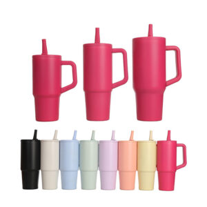 reusable-stainless-steel-water-bottle-travel-mug-with-flip-straw-lids