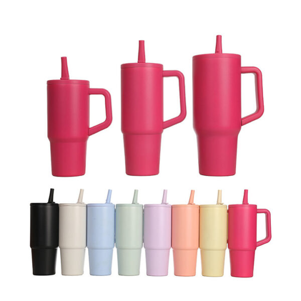 reusable-stainless-steel-water-bottle-travel-mug-with-flip-straw-lids