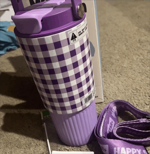 30oz Tumbler 304 Stainless Steel Plaid Thermos Cup with Handle photo review