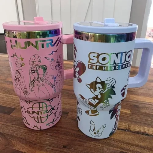 25pcs 20oz Rainbow Plated Powder Coated Macaron Travel Mug with Flip Straw for Laser Engraving photo review