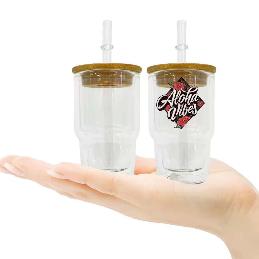 3oz Sublimation Pre-drilled Snow Globe Mini Shot Glass with Bamboo Lid