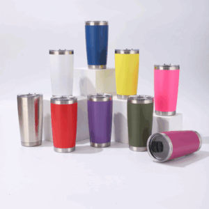 20oz Powder Coated Colorful Stainless Steel Double Wall Tumbler with Slide Lid