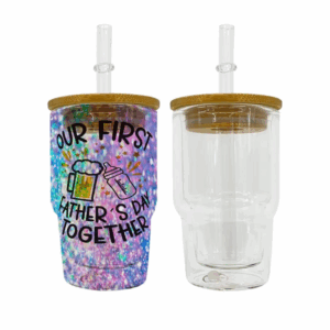 3oz Sublimation Pre-drilled Snow Globe Mini Shot Glass with Bamboo Lid