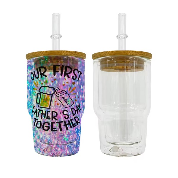 3oz Sublimation Pre-drilled Snow Globe Mini Shot Glass with Bamboo Lid