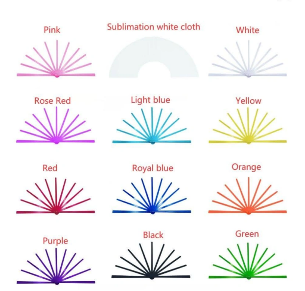13“ Colored Sublimation Blank Fabric Folding Clacking Fans