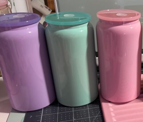 25pcs Candy Colored Glossy & Matte 16oz Stainless Steel Soda Can with Straw photo review