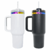 H2.0 40oz Powder Coated Travel Mugs with Rainbow Plated Rims