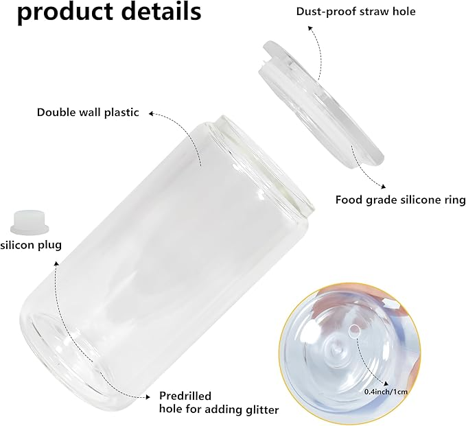 20oz Acrylic Plastic Snow Globe Cups with Pre-Drilled Hole