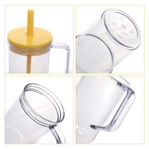 24pcs 40oz Clear Plastic Cups Travel Mug with Colored Lids & Straw