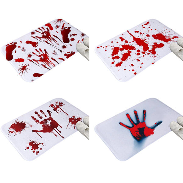 Halloween Bloody Hand Foot Prints Mat Scary Home Decor