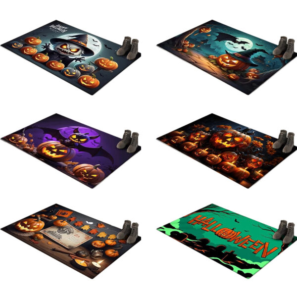 Halloween Pumpkin Castle Bat Tree Horror Velvet Carpet