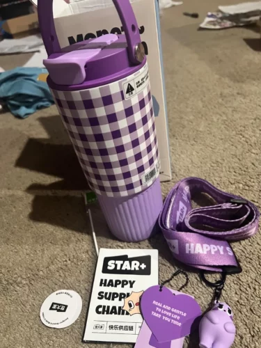 25pcs 30oz Tumbler 304 Stainless Steel Plaid Thermos Cup with Handle photo review