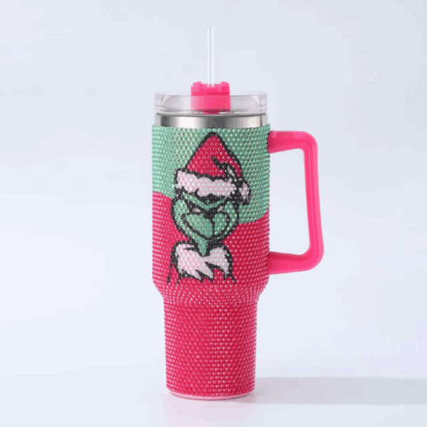 display-of-40oz-grinch-rhinestone-bling-travel-mug-with-handle-wholesale