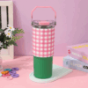 30oz-tumbler-304-pink-green-stainless-steel-plaid-thermos-cup-with-handle