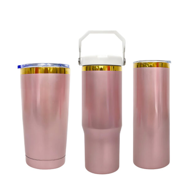 20/30oz Shiny Rose Gold Sublimation Tumblers/Mugs with Mirror Gold Rims