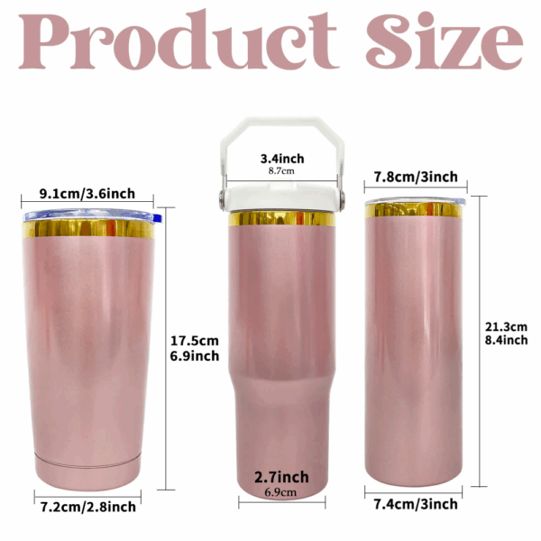 20/30oz Shiny Rose Gold Sublimation Tumblers/Mugs with Mirror Gold Rims