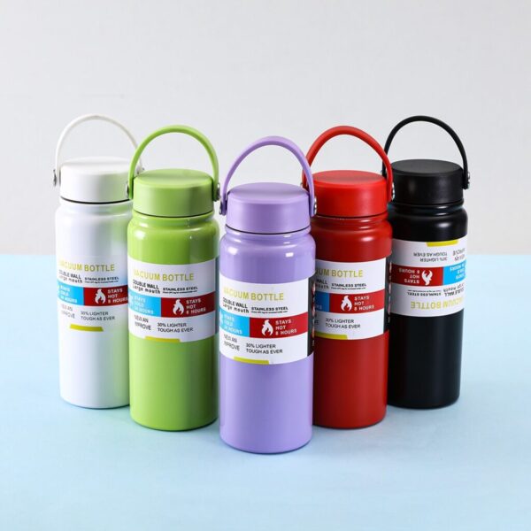 Thermos Insulated Stainless Steel Flask Water bottle with Portable Handle Lids 50pcs