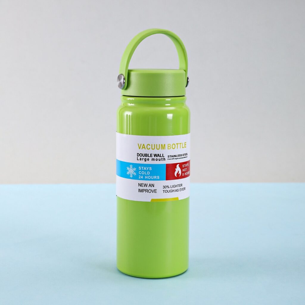 green-thermos-insulated-stainless-steel-flask-water-bottle-with-portable-handle-lids