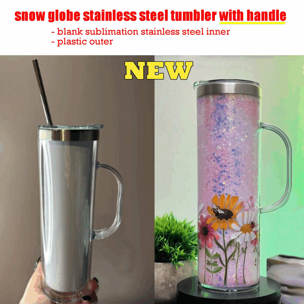 display-of-20oz-sublimation-snow-globe-tumblers-with-handle