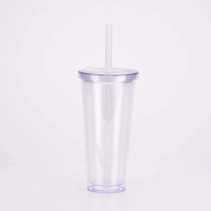 12/16/24oz Acrylic Snow Globe Coffee Mug with Colored Lid & Straw - Clear clear-12-16-24oz-acrylic-snow-globe-coffee-mug-with-colored-lid-&-straw