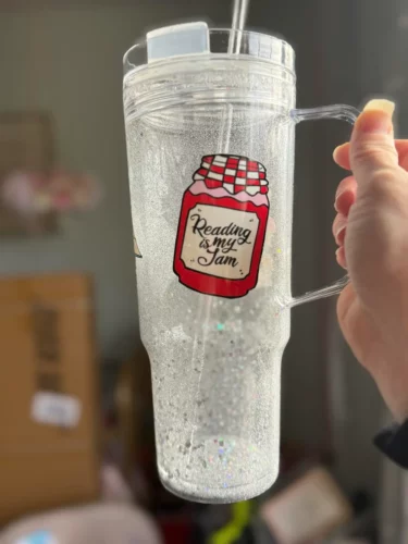 20pcs 40oz Clear Acrylic Plastic Snow Globe Cups with Colored Lids & Straws photo review
