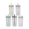 16oz Snow Globe Plastic Tumbler with Colored Lids & Straws 40pcs