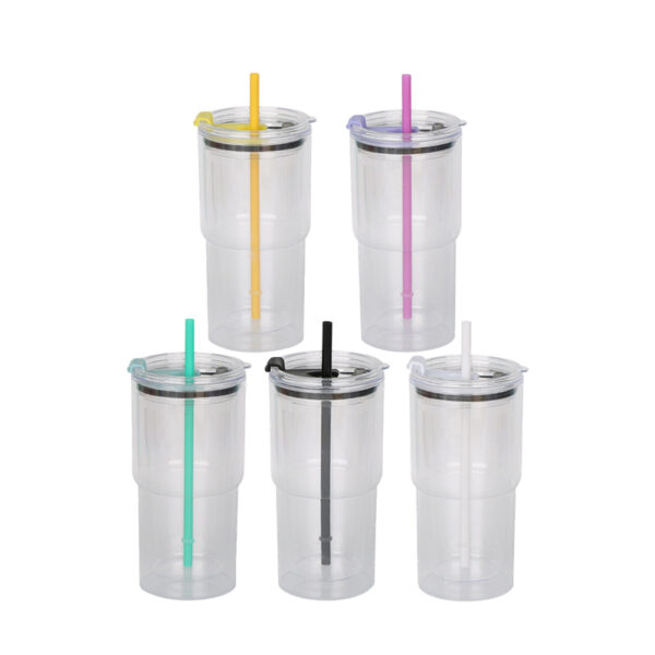 16oz Snow Globe Plastic Tumbler with Colored Lids & Straws 40pcs