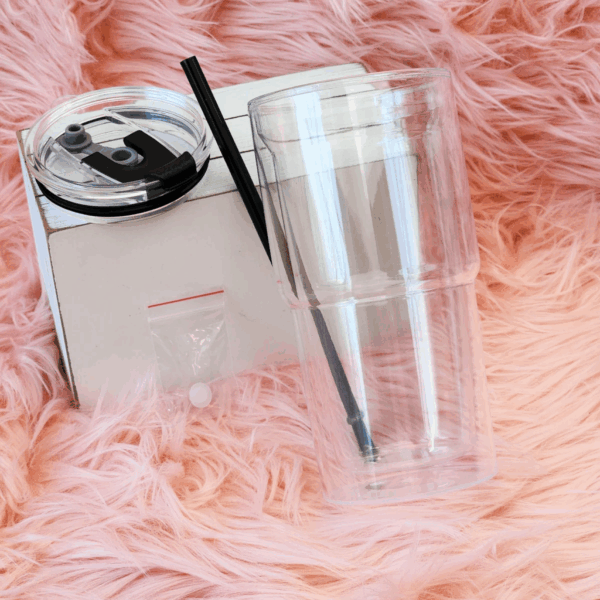 16oz Snow Globe Plastic Tumbler with Colored Lids & Straws 40pcs